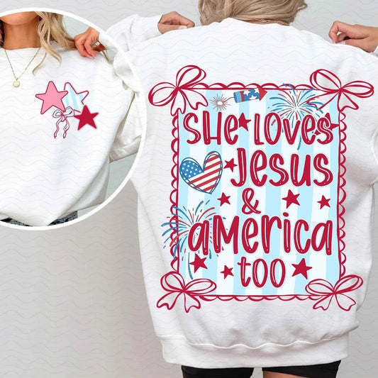 Jesus Loves America - Bows and Stars Tshirt