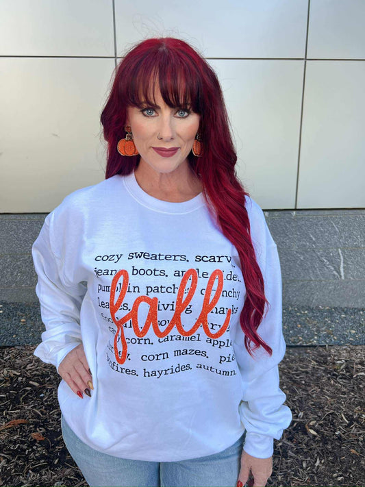 Fall Graphics White Crewneck