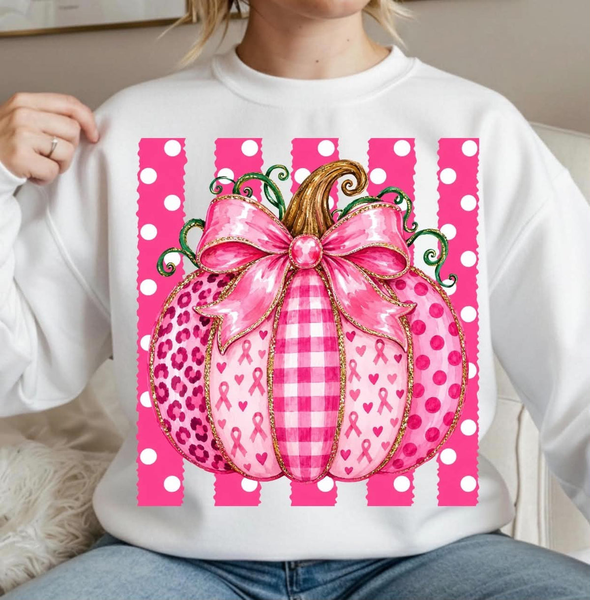 October Striped Pumpkin Crewneck